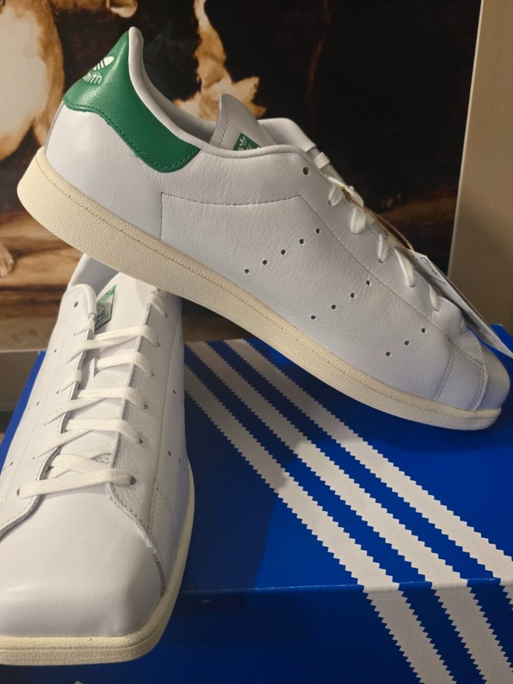adidas Stan Smith SQ KI5230 Square Toe Cloud White / Green Shoes Men's Sz 10 NEW